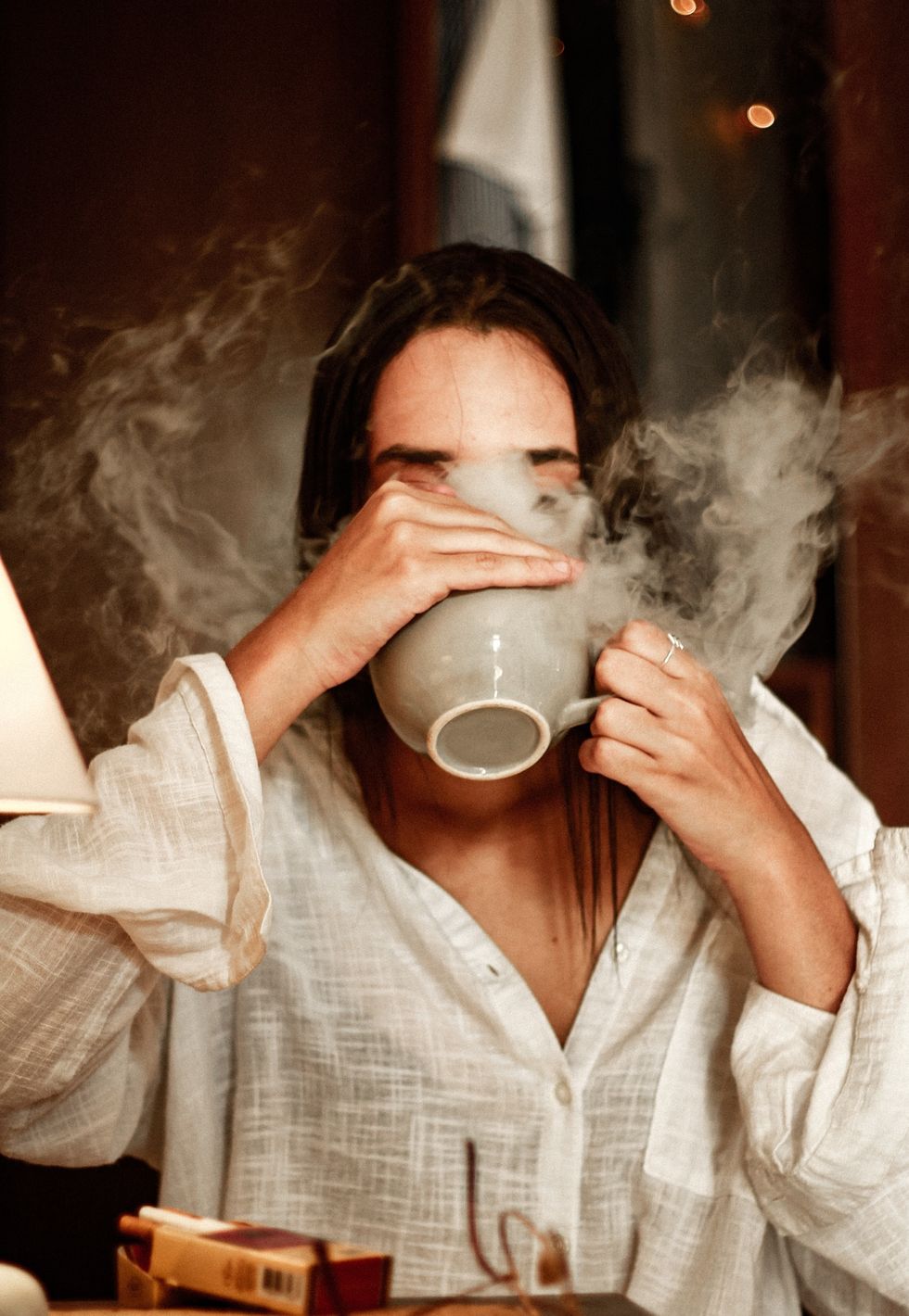 Woman drinking tea