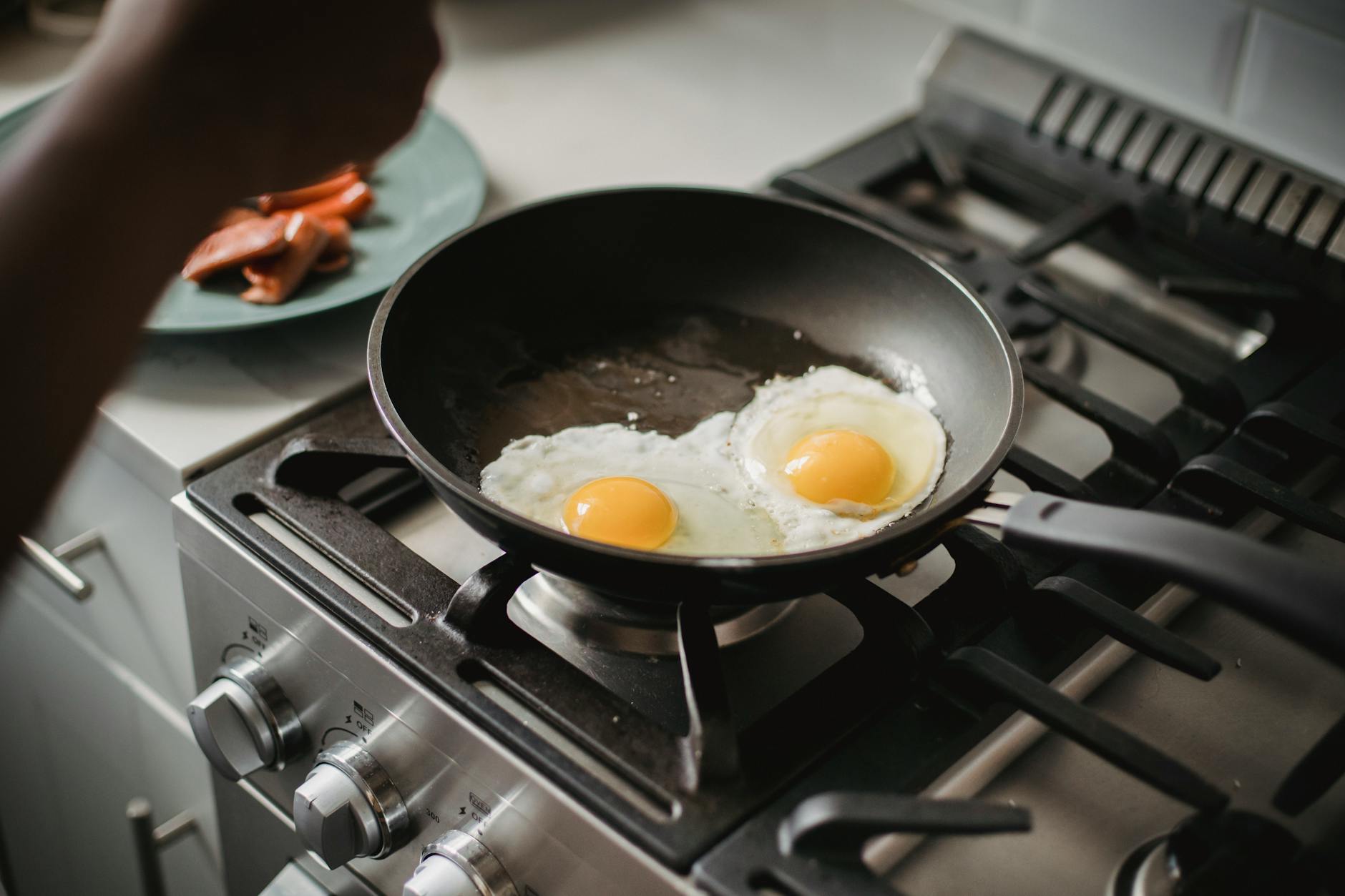 eggs frying on a pan